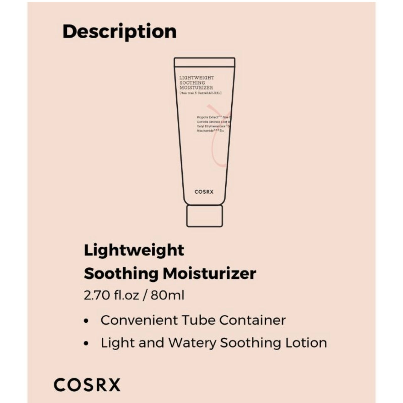 Cosrx Lightweight Soothing Moisturizer (80ml)